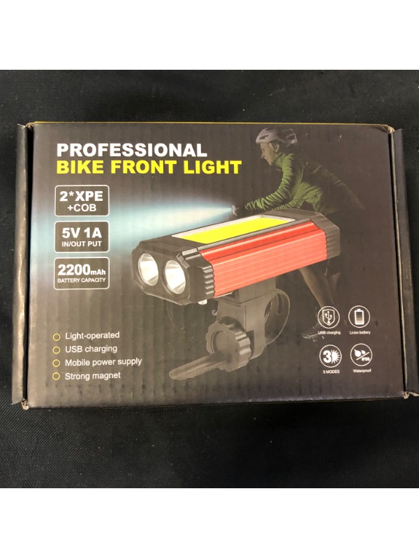 Photo 1 of Professional Bike Front Light 2* XPE+COB 5V 1A in/out put 2200mAh ---Factory Sealed---