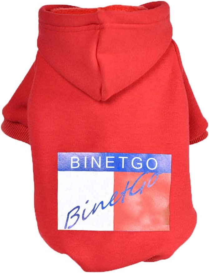 Photo 1 of BinetGo Dog Hoodies Pet Clothes Dog Sweatshirts Pullover Cat Jackets for Doggie Clothes Cotton with Velvet Lining (Red, Medium)