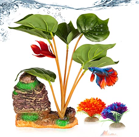 Photo 1 of Aquarium Decoration Plants for Fish Tank Decorations, Large Aquarium Décor Plastic Plants for Fish Tank Ornament Decoration, Fish Tank Accessories, Simulate Plants and Aquarium Landscape Vividly
