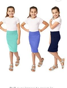 Photo 1 of KIDPIK 3-Pack Pencil Skirts - Knee Length Skirt for Girls 4 Years & Up - Comfy Modest Clothing - 3 Colors SIZE XL 