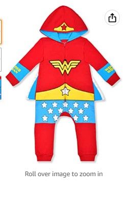 Photo 1 of Warner Bros. Coverall, Wonder Woman Bodysuit Creeper with Hood and Cape for Girls. SIZE 3T