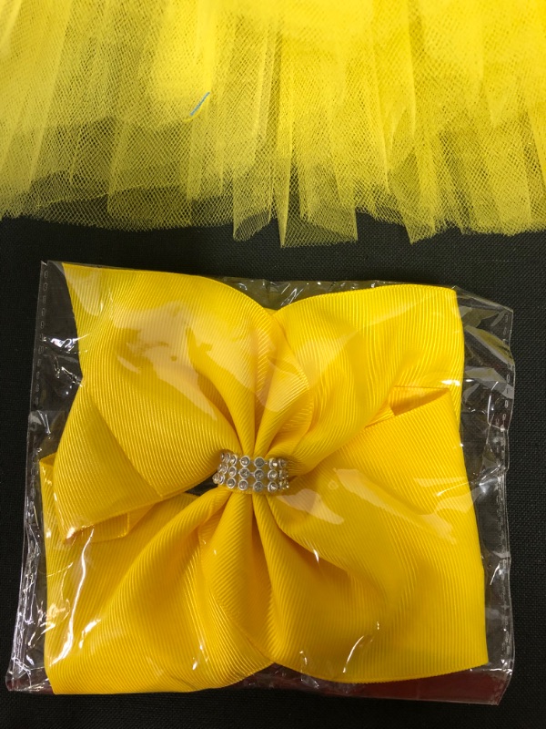 Photo 2 of Layered Tulle Tutu Skirt for Girls with Hairbow, Ballet Dressing Up Kid Tutu Skirt YELLOW SIZE-5L