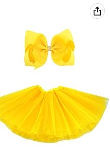 Photo 1 of Layered Tulle Tutu Skirt for Girls with Hairbow, Ballet Dressing Up Kid Tutu Skirt YELLOW SIZE-5L