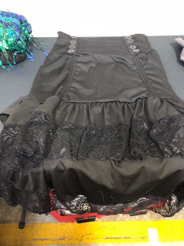 Photo 5 of BAG LOT OF WOMENS CLOTHING BLACK SHORTS SIZE XL, BLUE & GREEN SHORTS XL ( ZIPPER IS BROKEN),
 BLACK STRAPLESS DRESS SIZE L, GRAY DRESS WITH POCKETS SIZE L ----SOLD AS IS ---