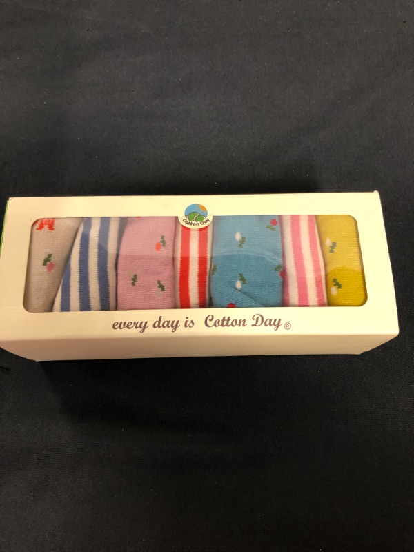 Photo 3 of COTTON DAY 7 Days of the Week Kids Girls Short Socks Cute Animal Floral Stripes Stars Seamless Toe