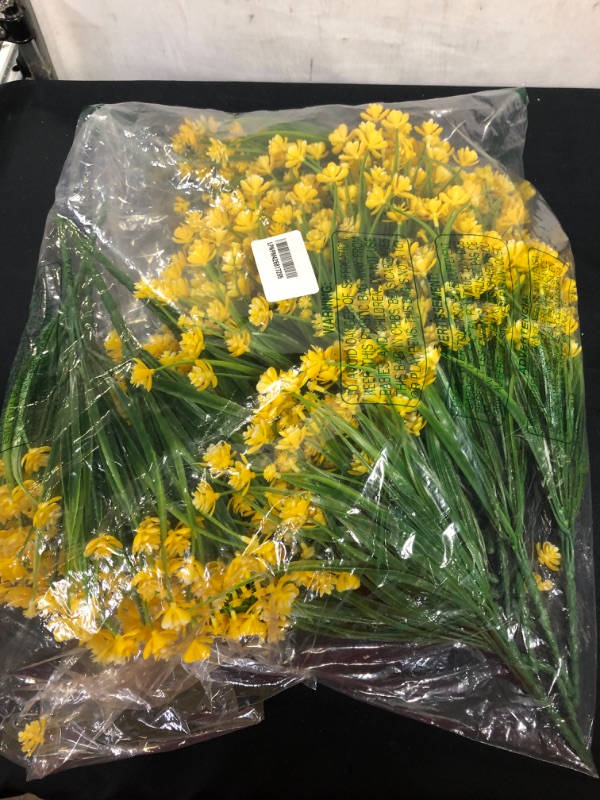 Photo 2 of 24pcs Artificial Flowers for Outdoors Plastic UV Resistant Shrubs Plants for Garden Wedding Farmhouse Indoor Outdoor Decor (Yellow)