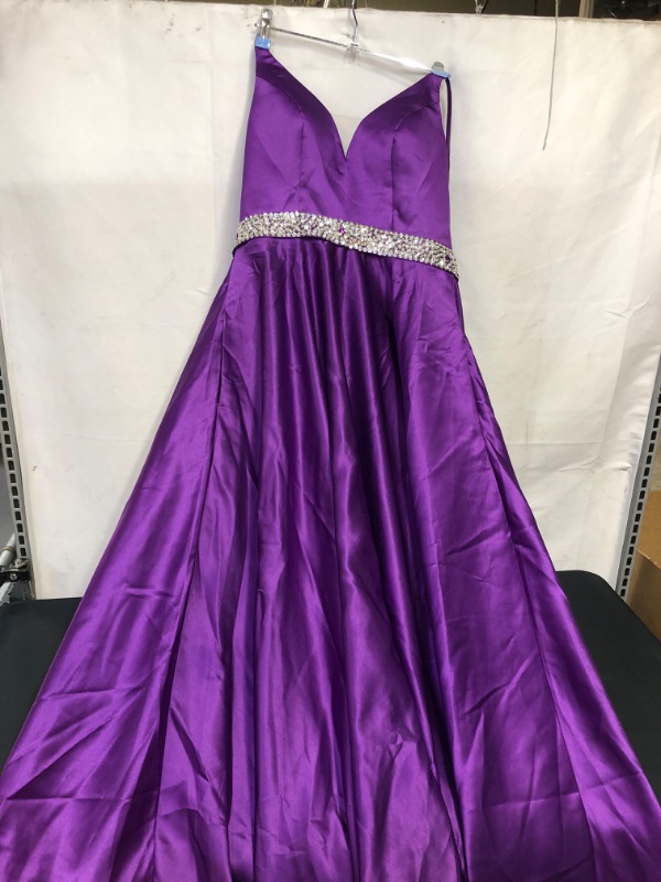 Photo 1 of DRESS PURPLE WITH RHINESTONE DRESS PROM, OR BRIDESMAID SIZE M/L
 ---LEFT STRAP IS RIPPED--- --- BOTTOM OF DRESS HAS DIRT ---