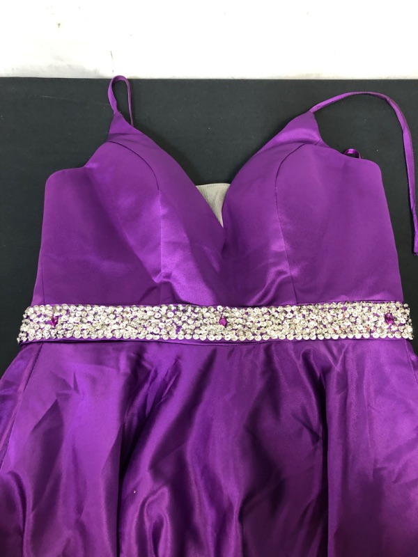 Photo 3 of DRESS PURPLE WITH RHINESTONE DRESS PROM, OR BRIDESMAID SIZE M/L
 ---LEFT STRAP IS RIPPED--- --- BOTTOM OF DRESS HAS DIRT ---