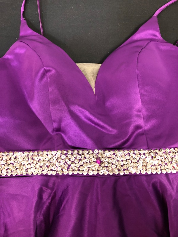 Photo 2 of DRESS PURPLE WITH RHINESTONE DRESS PROM, OR BRIDESMAID SIZE M/L
 ---LEFT STRAP IS RIPPED--- --- BOTTOM OF DRESS HAS DIRT ---