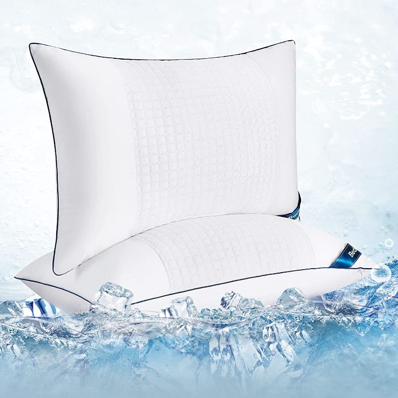 Photo 1 of Bedsure Cooling Pillows - Pillows King Size Set of 2, Down Alternative Firm Pillows, Adjustable Bed Pillows for Side, Stomach and Back Sleepers - Standard 100 by Oeko TEX
