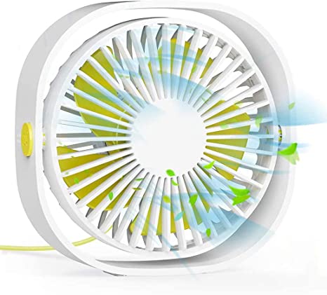 Photo 1 of 2022 New USB Desk Fan, mini fan 4 Inch with 3 Speeds Strong Wind and 360° Rotatable,Portable Desktop fan quiet Suitable for Sleep with baby,Reading,Work from home, Garden play, Outdoor -White
