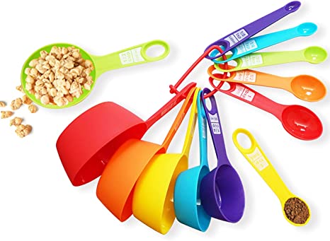 Photo 1 of 12 Piece Measuring Cups and Spoons Set, Colored Kitchen Measure Tools, Durable Nesting Cups and Spoons for Dry and Liquid, Dishwasher Safe
