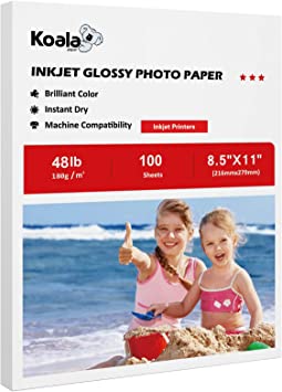 Photo 1 of Koala Glossy Photo Paper 8.5X11 Inches 100 Sheets Compatible with Inkjet Printer 48lb
