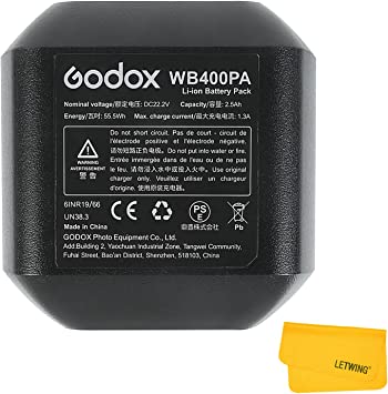 Photo 1 of Godox WB400PA WB400P Lithium Battery Replacement for AD400 Pro, 22.2V/2500mAh Li-ion Battery Pack for Godox AD400Pro Studio Flash Strobe Light
