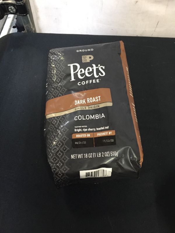 Photo 2 of 
Peet's Coffee, Dark Roast Ground Coffee - Single Origin Colombia 18 Ounce Bag, Packaging May Vary
exp 07/23/2022
