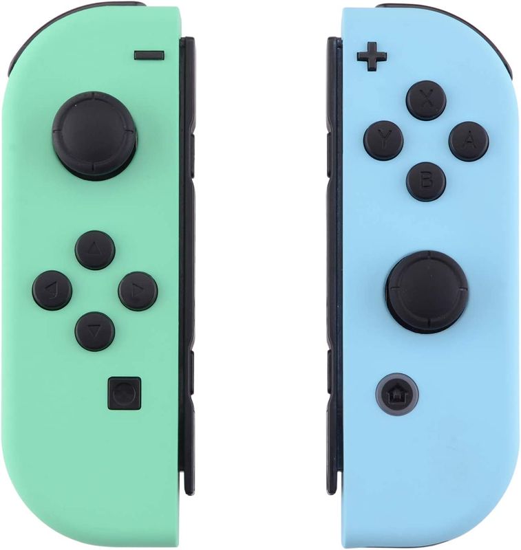 Photo 1 of eXtremeRate Soft Touch Grip Mint Green & Heaven Blue Housing with Full Set Buttons, DIY Replacement Shell Case for Nintendo Switch & Switch OLED Model Joy-Con – Controller NOT Included
