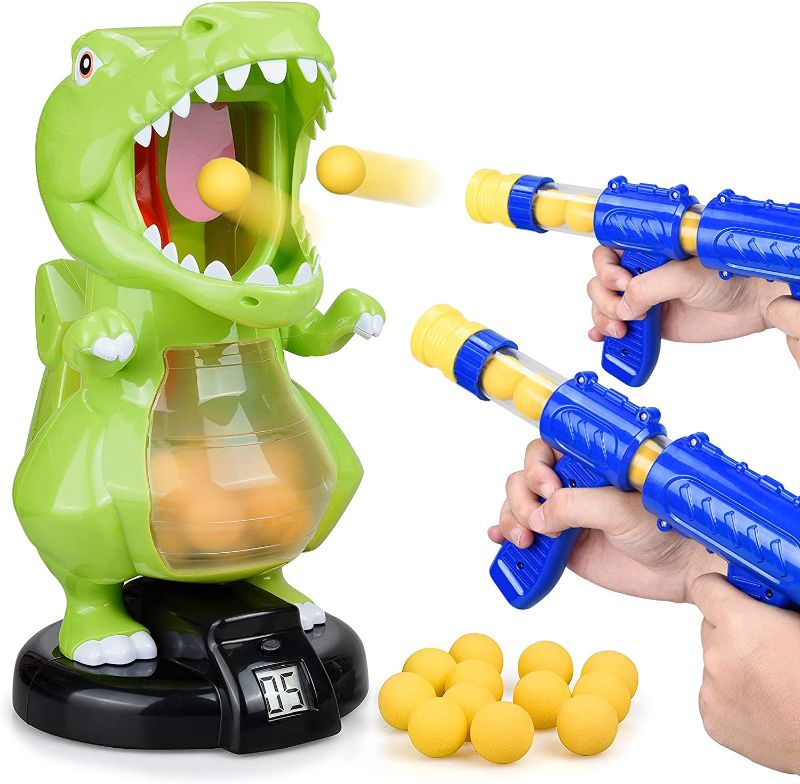 Photo 1 of Dinosaur Toys Shooting Games for Kids Shooting Toys Target Practice with LCD Score Record and 24 Foam Balls,Air Balls Shooting Foam Ball Game for Boys Girls and Adult Ideal Gifts Toys for Boys & Girls
