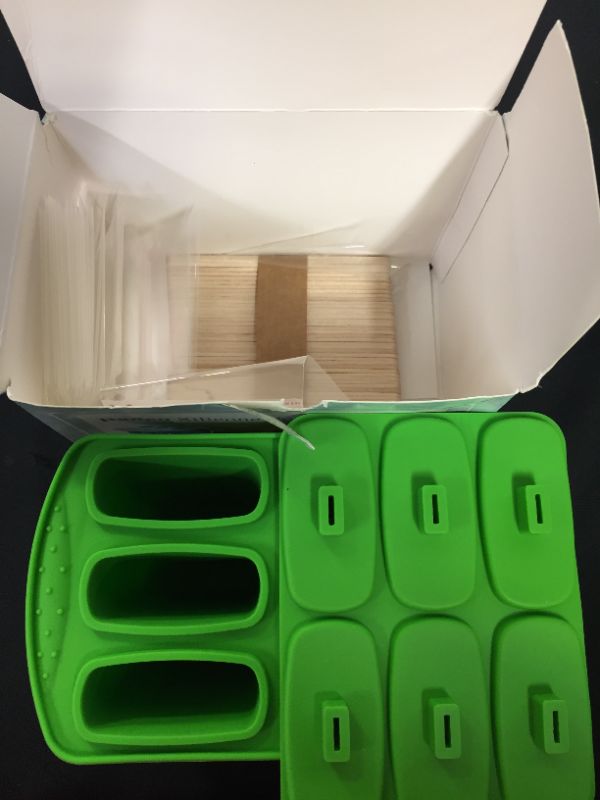 Photo 1 of Bangp Popsicle Molds 6 Pieces,Silicone Ice Pop Molds BPA Free,Homemade Popsicle Maker,Reusable Easy Release Ice Pop Maker for Kids,with 50 Popsicle Sticks and 50 Popsicle Bags(GREEN)
