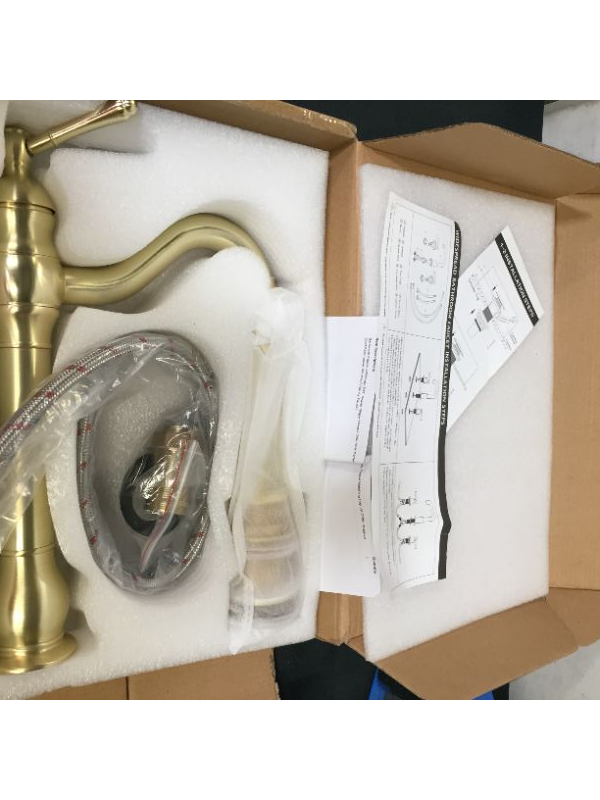 Photo 2 of BATHROOM FAUCET GGSTUDY 360 SWIVEL SINGLE HANDLE ONE HOLE BATHROOM VESSEL SINK FAUCET MATCHING POP UP DRAIN BRUSHED GOLD FARMHOUSE 