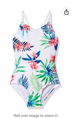 Photo 1 of Kanu Surf Girls' Daisy Beach Sport 1-Piece Swimsuit SIZE 7 KIDS 
