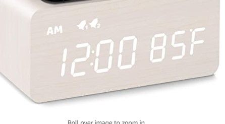 Photo 1 of Digital Wooden Alarm Clock, Weekday /Weekend Mode, Snooze, Wood LED Clocks for Bedroom, Bedside, Desk, Kids (White)
