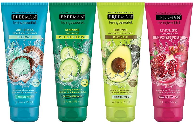 Photo 1 of Freeman Facial Mask Variety Bundle for Skin Care, Peel Off Face Masks with Clay + Dead Sea Minerals 6 fl oz, 4 Pack

