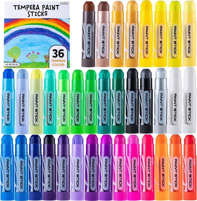 Photo 1 of Joyin 36 Pcs Assorted Washable Tempera Paint Sticks,Quick Drying and No Mess Paint Sticks for Arts and Crafts Project, Art Gift for your Kids and Artists
