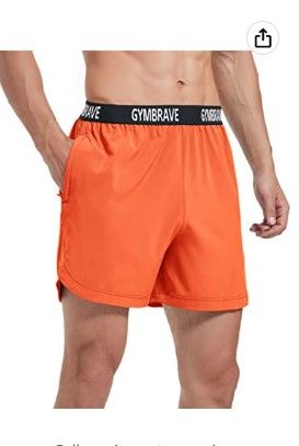 Photo 1 of GymBrave Men's 5 Inches Athletic Running Shorts Lightweight Quick Dry Workout Training Short with Zip Pockets SIZE L 
