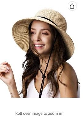 Photo 1 of FURTALK Womens Wide Brim Sun Hat with Wind Lanyard UPF Summer Straw Sun Hats for Women
