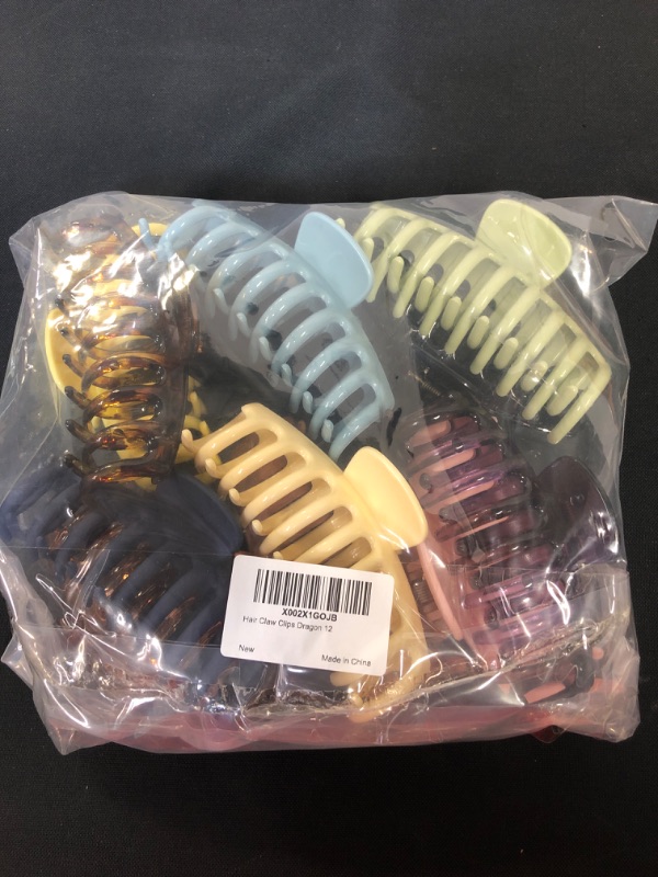 Photo 2 of 12 Pack Hair Claw Clips Large Stylish Hair Clips with 12 Colors Hair Claw Clips
