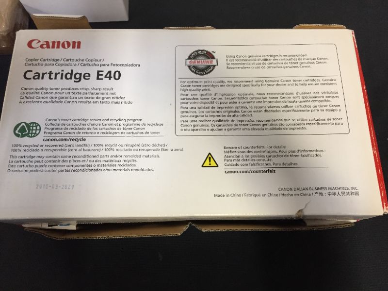 Photo 3 of Canon E40 Toner Cartridge, Black - in Retail Packaging
