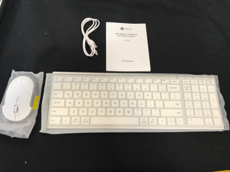 Photo 3 of iClever GK03 Wireless Keyboard and Mouse Combo - 2.4G Portable Wireless Keyboard Mouse, Rechargeable Ergonomic Design Full Size Slim Thin Stable Connection Keyboard for Windows 7/8/10, Mac OS
