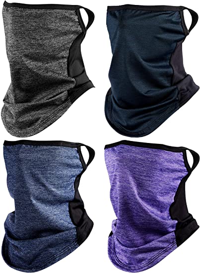 Photo 1 of 4 Pieces Bandanas Face Scarf Ear Loops Face Rave Cover Balaclava Neck Gaiter for Women Men Outdoors Sports
