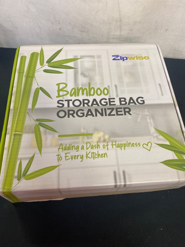 Photo 2 of ZIPWISE Bamboo Ziplock Bag Organizer for Drawer, Premium Bamboo Baggie Organizer for Baggie Storage, Zip lock Storage Bag Holder Ideal for Gallon, Quart, Sandwich, and Snack bags. (13 x 13 x 3.4 inches)
