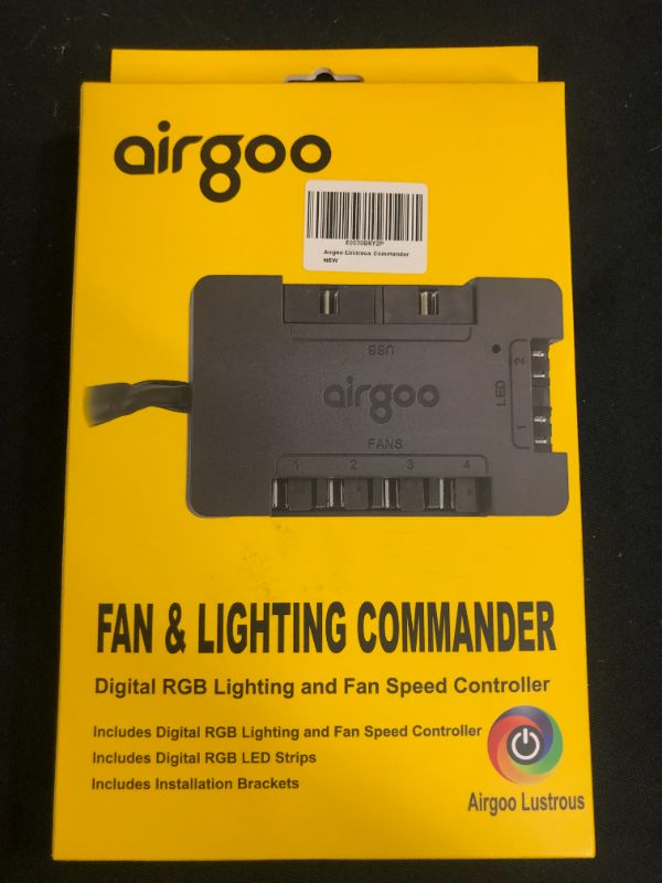 Photo 2 of Airgoo PWM PC Fan Controller, Connects 4 Channels DC or PWM Fans, 2 Digital RGB LED Channels, Include 2x15.7 inch Neon Argb LED Strips, Audio Sync modes change colors during game play, Custom Software