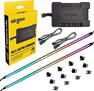 Photo 1 of Airgoo PWM PC Fan Controller, Connects 4 Channels DC or PWM Fans, 2 Digital RGB LED Channels, Include 2x15.7 inch Neon Argb LED Strips, Audio Sync modes change colors during game play, Custom Software