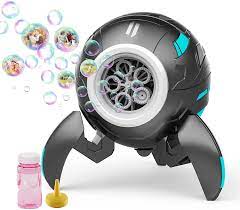 Photo 1 of 2022 New Electric Robot Bubble Machine Toy with Light Music Soap Water Electric Bubble Kids Automatic Machine Toys for Children Gifts 3 4 5 6 7 8 Years and Up-Black
