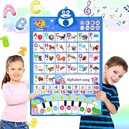 Photo 1 of Electronic Interactive Alphabet Wall Chart, Talking ABC Poster +123+Music+Piano, ABC Learning for Toddlers 1-3, Educational Toys for 2 3 Year Olds, Speech Therapy Toy Preschool Gifts for Kids Ages 2-4
