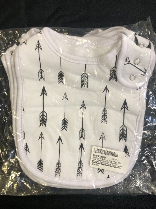 Photo 1 of Baby Bibs for boys and girls 5 pack extra large arrow print elk print raindrop print black and white