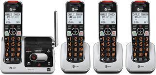 Photo 1 of Handset Cordless Phone for Home with Answering Machine, Call Blocking, Caller ID Announcer, Intercom and Long Range, Silver 4 phones AT&T
damaged box