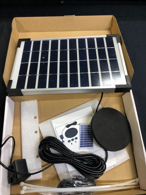 Photo 2 of AISITIN 5.5W Solar Fountain Pump Built-in 1500mAh Battery Solar Water Pump Floating Fountain with 6 Nozzles, for Bird Bath, Fish Tank, Pond or Garden Decoration Solar Aerator Pump
