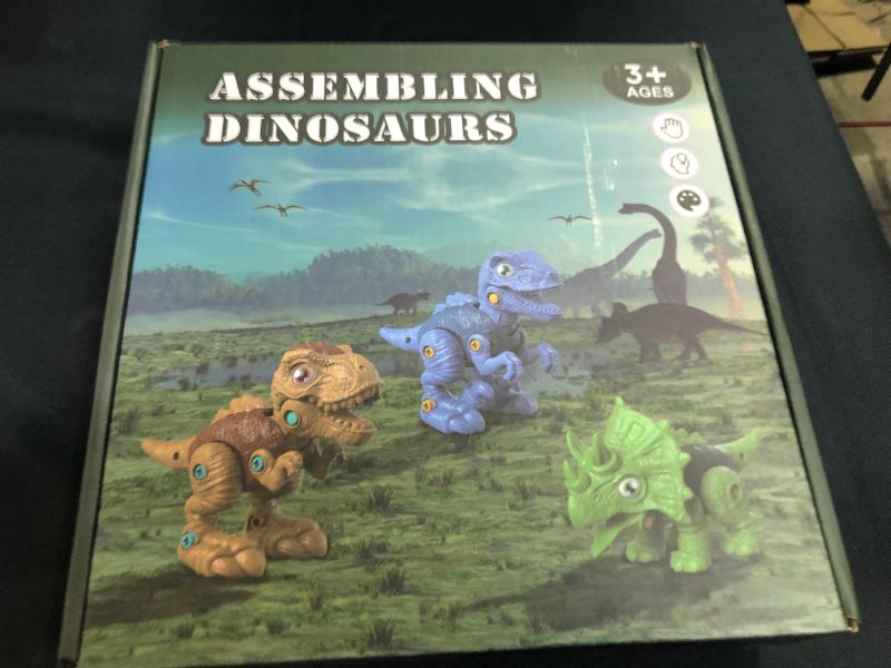 Photo 2 of [2022 New] Take Apart Dinosaur Toys with 3 Dinosaurs, 3 Dinosaur Eggs, 1 Dinosaur Electric Drill, STEM Educational Construction Building Kids Toys