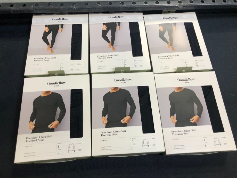 Photo 3 of Men's Premium Thermal Pants AND Long Sleeve Thermal Undershirt SET   - Goodfellow & Co™ Black L (3 SETS TOTAL)
