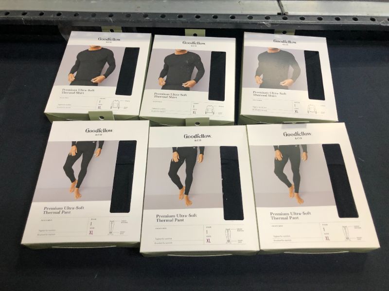 Photo 3 of Men's Premium Thermal Pants AND Long Sleeve Thermal Undershirt SET   - Goodfellow & Co™ Black XL (3 SETS TOTAL)
