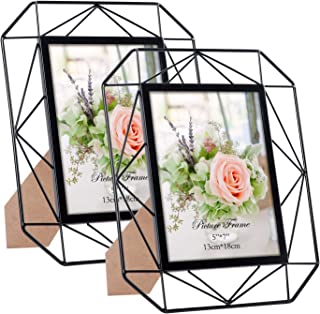 Photo 1 of 5x7 Picture Frame Set of 2, Black Metal Photo Frames for 5 by 7 Inch Pictures, Wall Mounting and Tabletop Display
