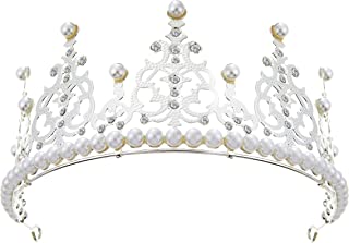 Photo 1 of Coucoland Men's King Crown Silver Pearl Medieval Royal Costume Homecoming Tiara for Halloween Birthday Cosplay Accessories
