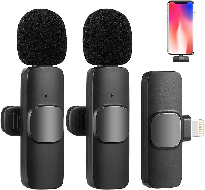 Photo 1 of Wireless Microphone for iPhone, Plug-Play 2.4ghz Wireless Microphone, 3 Levels Noise Reduction Wireless Mic for YouTube Tiktok Interview Live Stream Video Recording, No APP Needed
