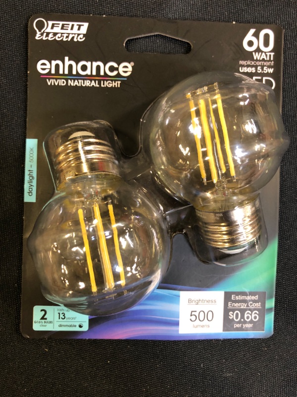 Photo 1 of - Feit Electric Enhance LED 60 Watt Daylight Filament Globe Bulbs
and 