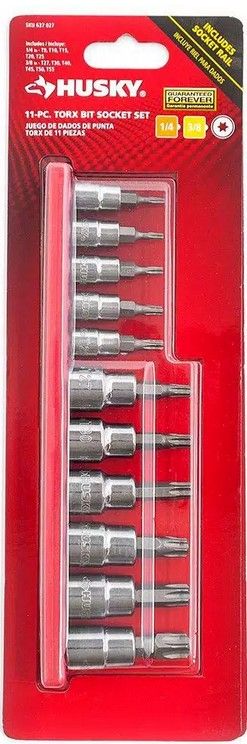 Photo 1 of 1/4 and 3/8 inch Drive Torx Bit Socket Set 11-Piece Star Steel Bits Sockets Tool
MISSING T40