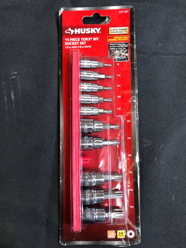 Photo 2 of 1/4 and 3/8 inch Drive Torx Bit Socket Set 11-Piece Star Steel Bits Sockets Tool
MISSING T40